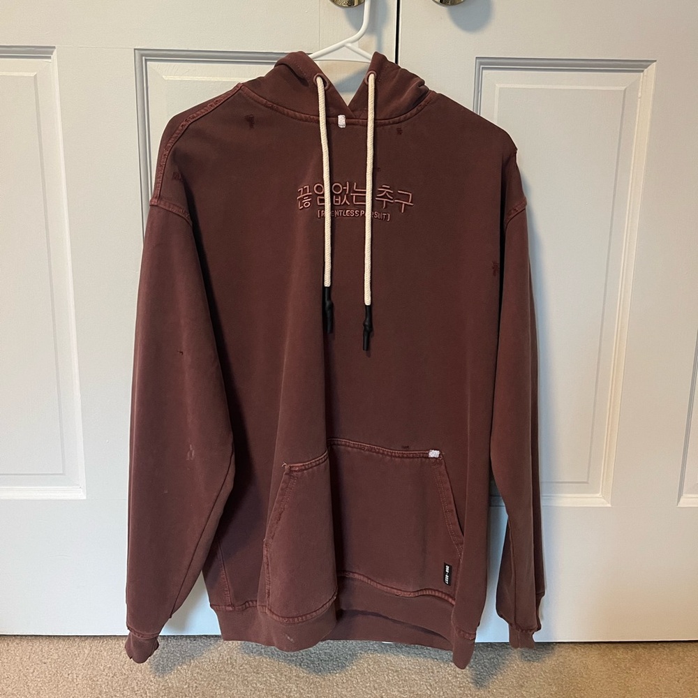 Burgundy ASRV Distressed Hoodie